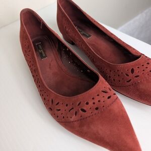 Louis Vuitton Suede Ballerina Flats Women's 8.5 Red Rust Terracotta Shoes